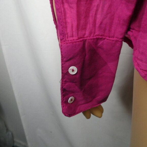Splendid Long Sleeve Button Up Plaid Shirt Pink Medium 100% Cotton Lightweight - Picture 10 of 11
